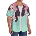 thumbnail image 2 of Balery Cats On Broomstick Camisa Casual de Manga Corta con Botones para Hombre, Texturizada, Estilo Cubano, para Playa, Verano-Small, 2 of 5