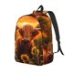 thumbnail image 1 of Disketp Vintage Sunflower Cow B print Canvas Backpack Lightweight Travel Daypack Student Rucksack Laptop Backpack-Small, 1 of 5