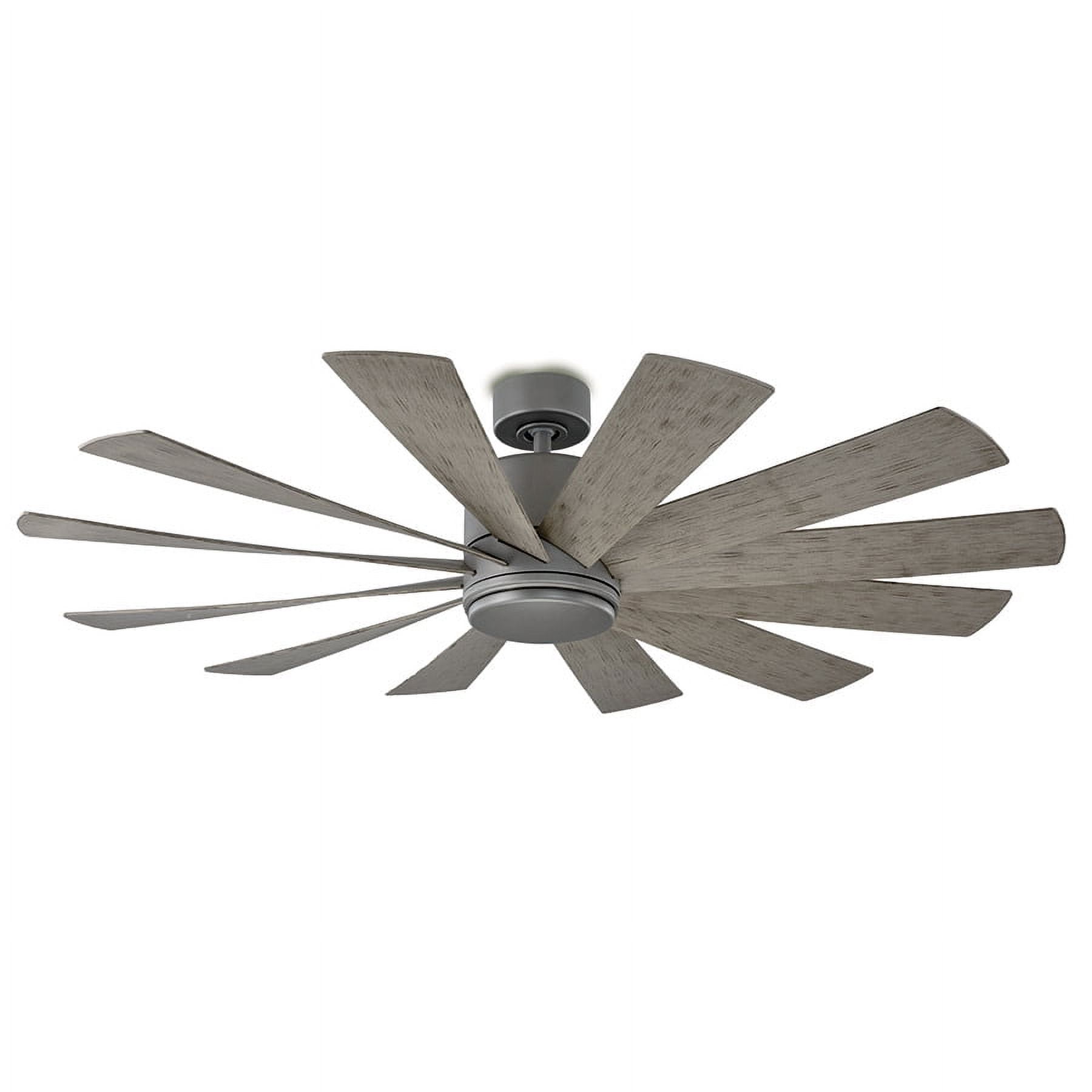 Windflower Indoor and Outdoor 12-Blade Smart Ceiling Fan 60in Graphite Weathered Gray with 3000K LED Light Kit and Wall Control