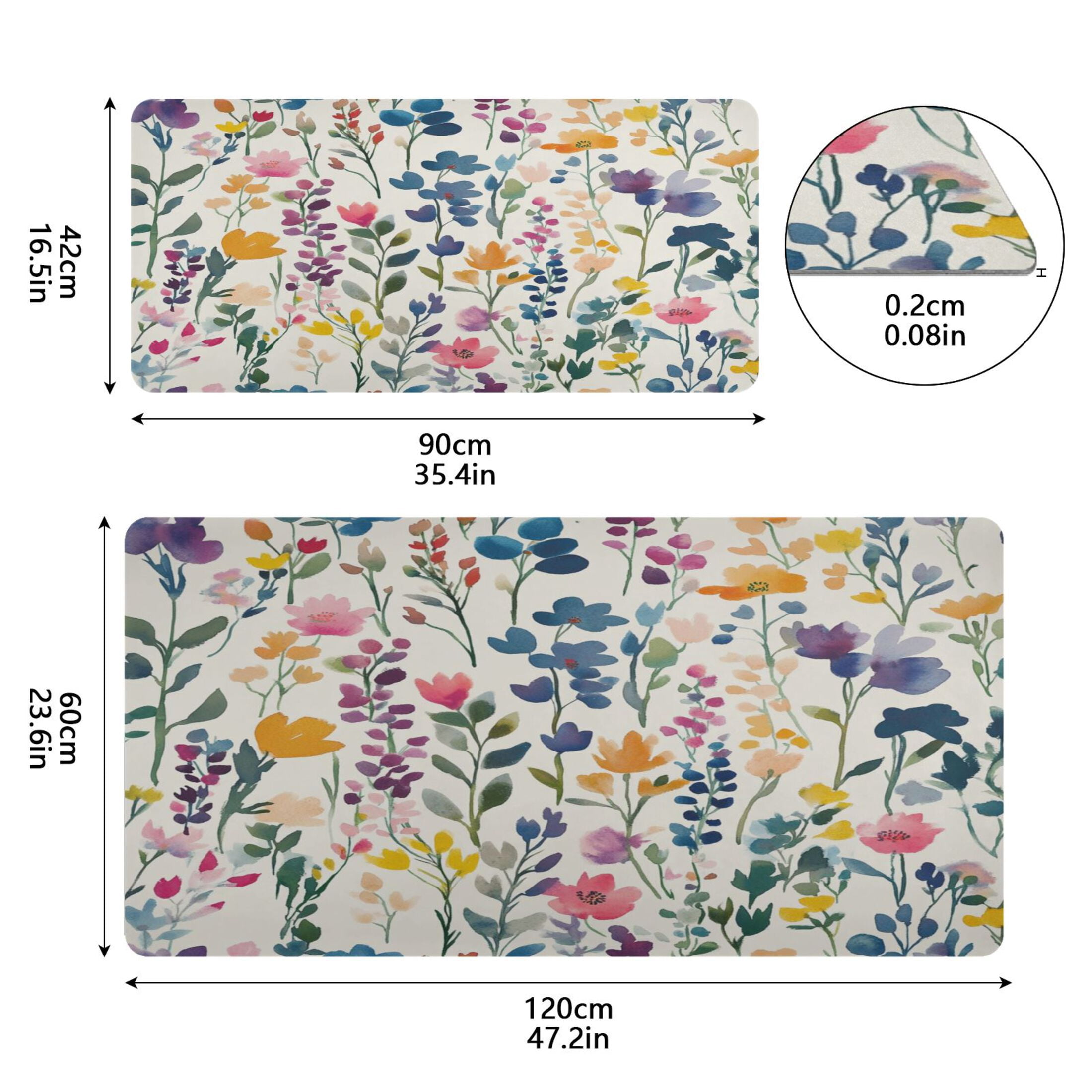 Wobogo Colorful Abstract Flower Gaming Mouse Pad Non-slip Leather Desk Mat Water Resist Keyboard Pad for Gamer Office 16.5×35.4in