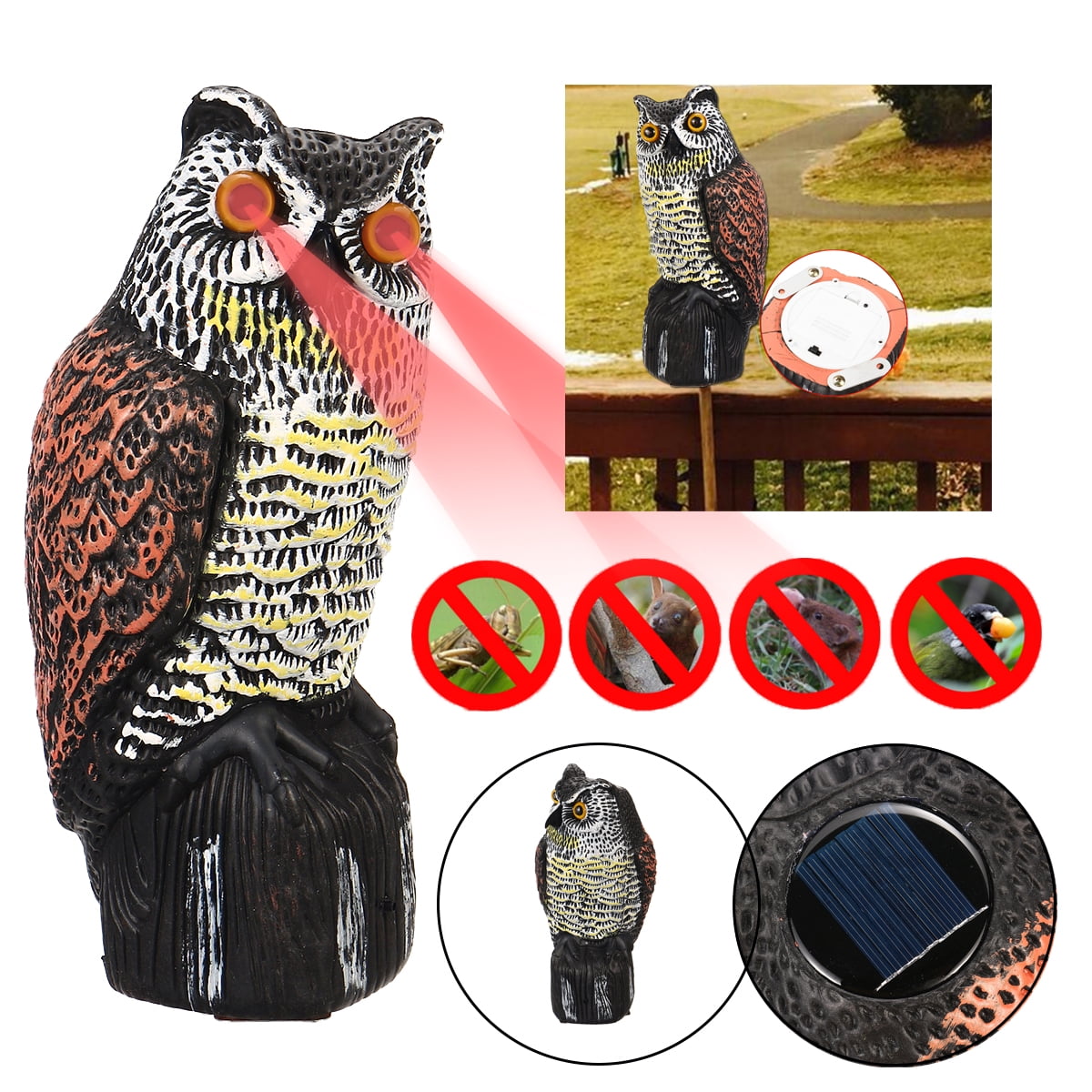 14.9x4.3 inch Simulation Owl Bird Hunting Decoy Deterrent Repeller