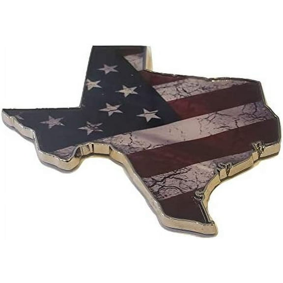 Muzzys AMERICAN FLAG IN THE SHAPE OF TEXAS State Edition Emblem Decal Longhorn Lone Star METAL Badge Universal Stick On FITS Silverado Suburban Tahoe GMC Sierra F150 Ram Texas Strong