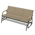 thumbnail image 3 of Dextrus 3-Person Outdoor Glider Bench, Patio Double Swing Rocking Chair Loveseat w/Powder Coated Steel Frame for Backyard Garden Porch, Brown, 3 of 10