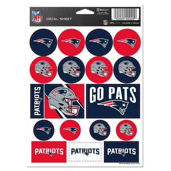 Wraft 9416673487 5 x 7 in. Vinyl England Patriots Decal Sheet