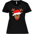 thumbnail image 3 of Inktastic Christmas Cute Reindeer in Santa Hat Women's Plus Size T-Shirt, 3 of 5