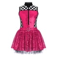thumbnail image 6 of vastwit Kids Girls Sleeveless Checkerboard Sequins Tutu Dress Figure Ice Skating Performance Dance Party Wear Hot Pink 4, 6 of 7