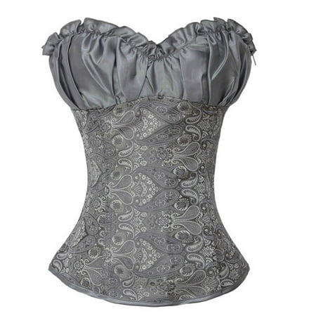 

COBKK Corset Shapewear For Women Tummy Control Shapewear Tops Women s Sexy Vintage Court Style Fashion Sleeveless Shapewear Tops Blouse Shapewear For Women Seamless Dressy Casual Gray