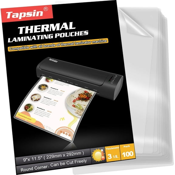 Laminating Sheets, 100 PCS 3 Mil Laminating Pouches 9 x 11.5 Thermal Laminate Sheets Holds 8.5 x 11 Inch Sheets, Universal Lamination Paper for Laminator, Photos, Files, Round Corner Letter Size