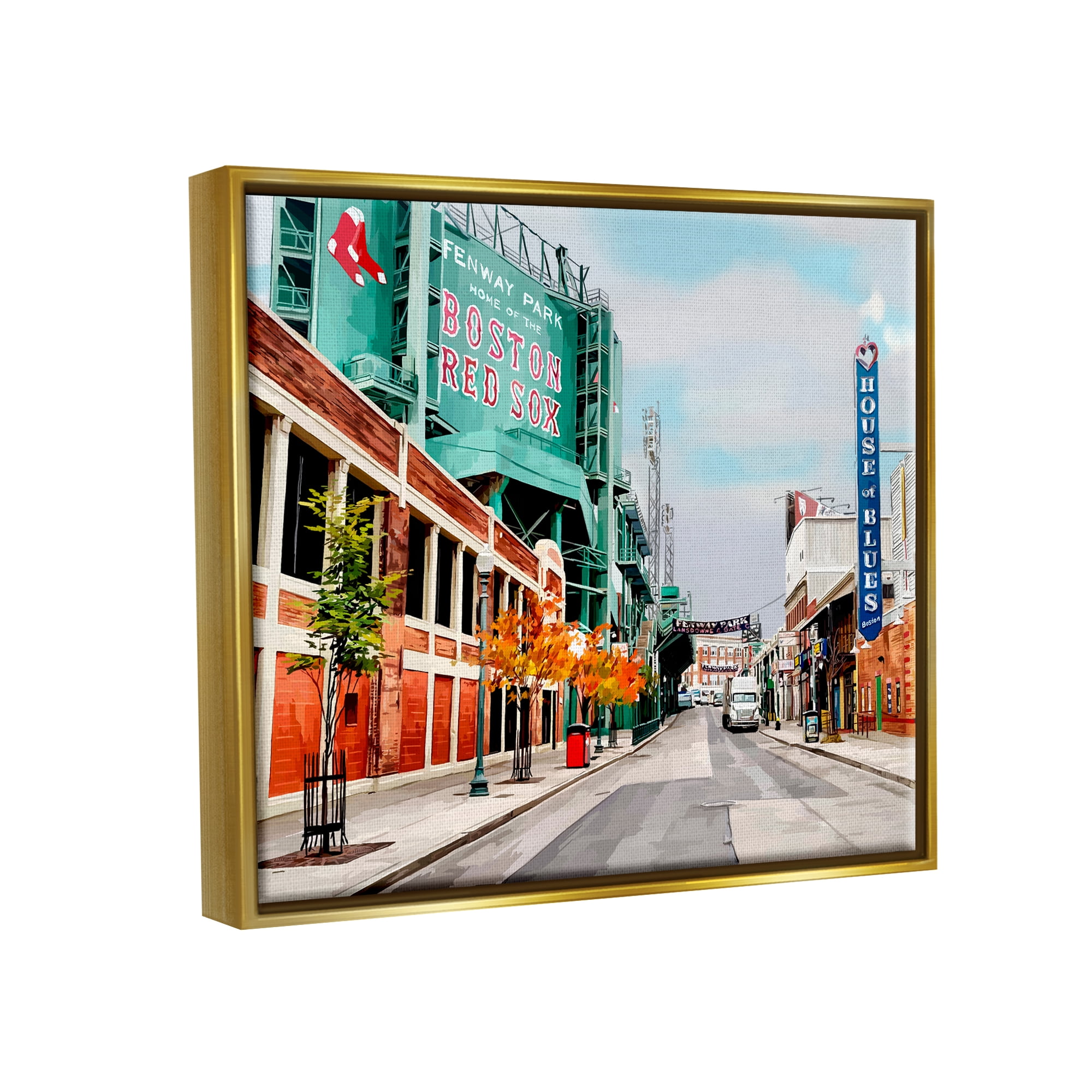 Stupell Industries Fenway Park Boston Cityscape Town & City Photography Gold Floater Framed Art Print Wall Art