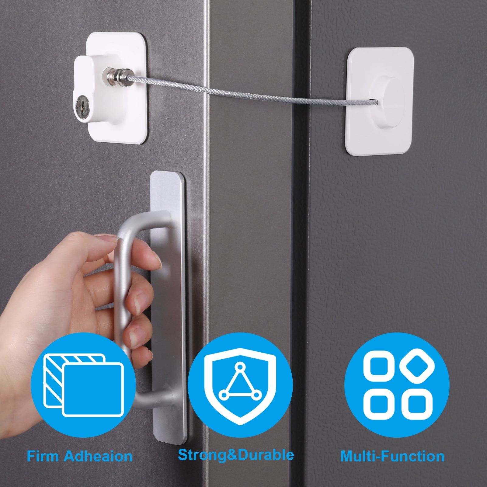 Topekada 5 Pack Refrigerator Door Lock With Keys, Freezer Lock Cabinets Lock for Toddler, Child, Adult, Multi Purpose Baby Kid Safety Deep Freezer Fridge Lock With A Key(White)