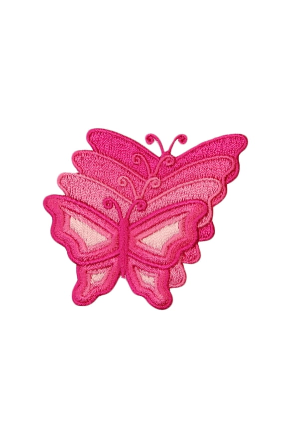 Pink Butterfly Series Patch Pretty Garden Insect Embroidered Iron On Applique