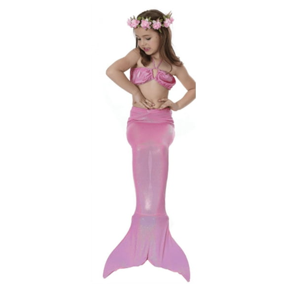 Wenchoice Pink Shinny Mermaid Tail 3 Pieces Swimming Suit 1 M(3-4Y)