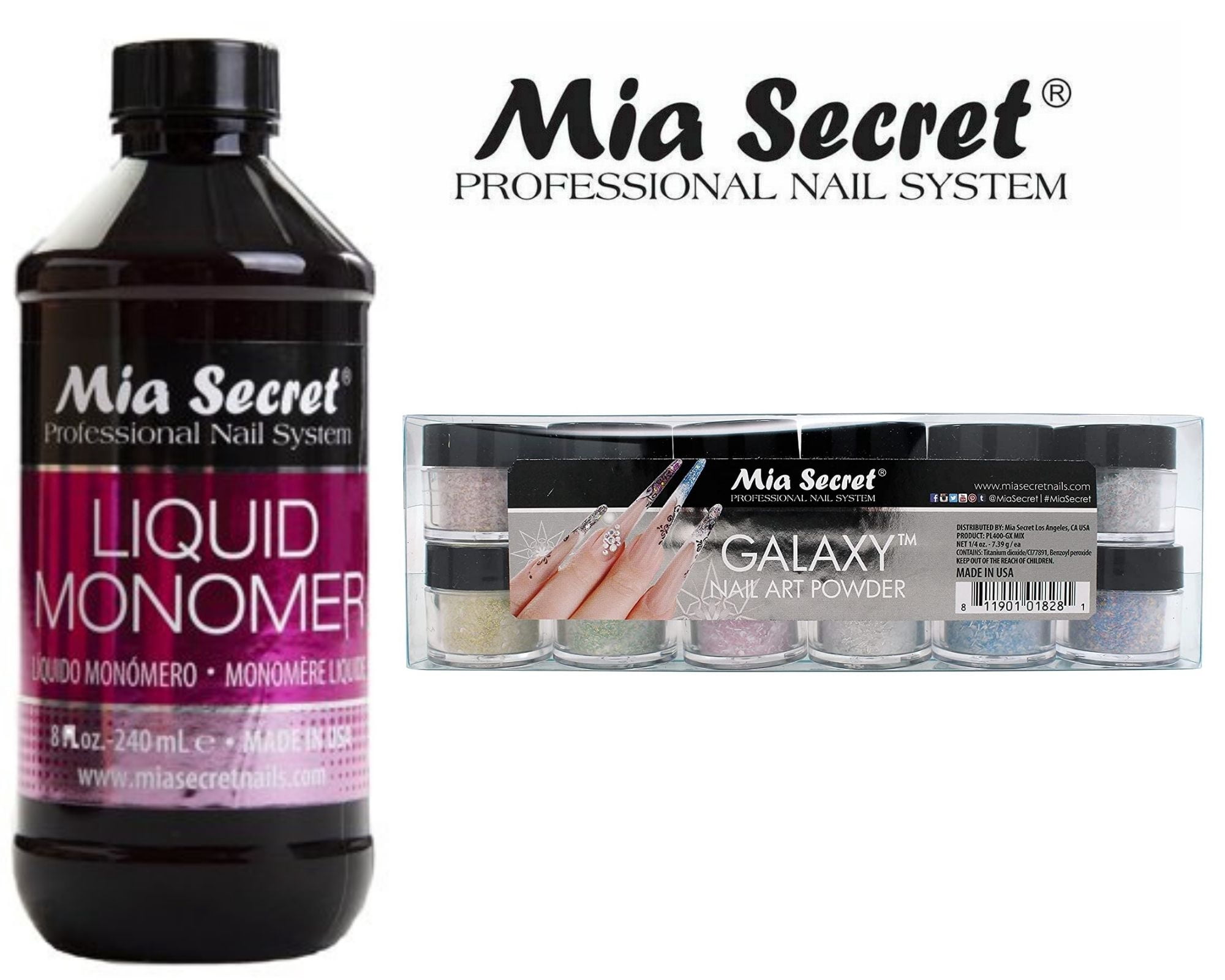 Mia Secret - Monomer 8 oz + Galaxy 12 Colors Set