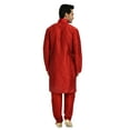 thumbnail image 2 of Saris and Things Kurta Sherwani Rouge Pathani - Tenue Ethnique Indienne pour Hommes. Ce Produit Est Fait sur Commande., 2 of 4