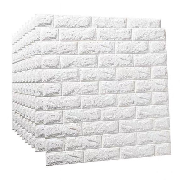 Transformative 3D Wall Panels, Peel and Stick White Foam Brick Faux Stone Wall Panel, Self-Adhesive Wallpaper for Various Rooms Including Living Room, Kitchen, Bedroom, Children's