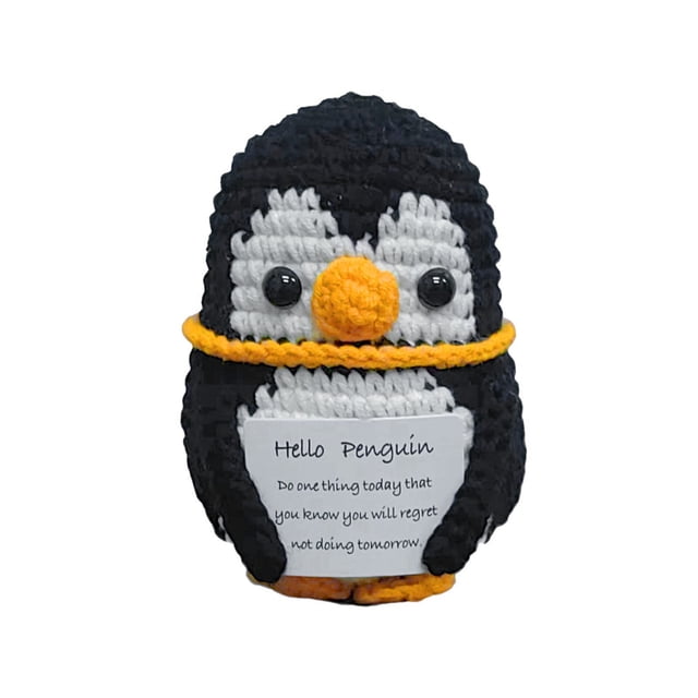 Ramiter Handmade Wool Crochet Cute Doll Penguin Funny Expression Bag Crochet Buckle Pendant