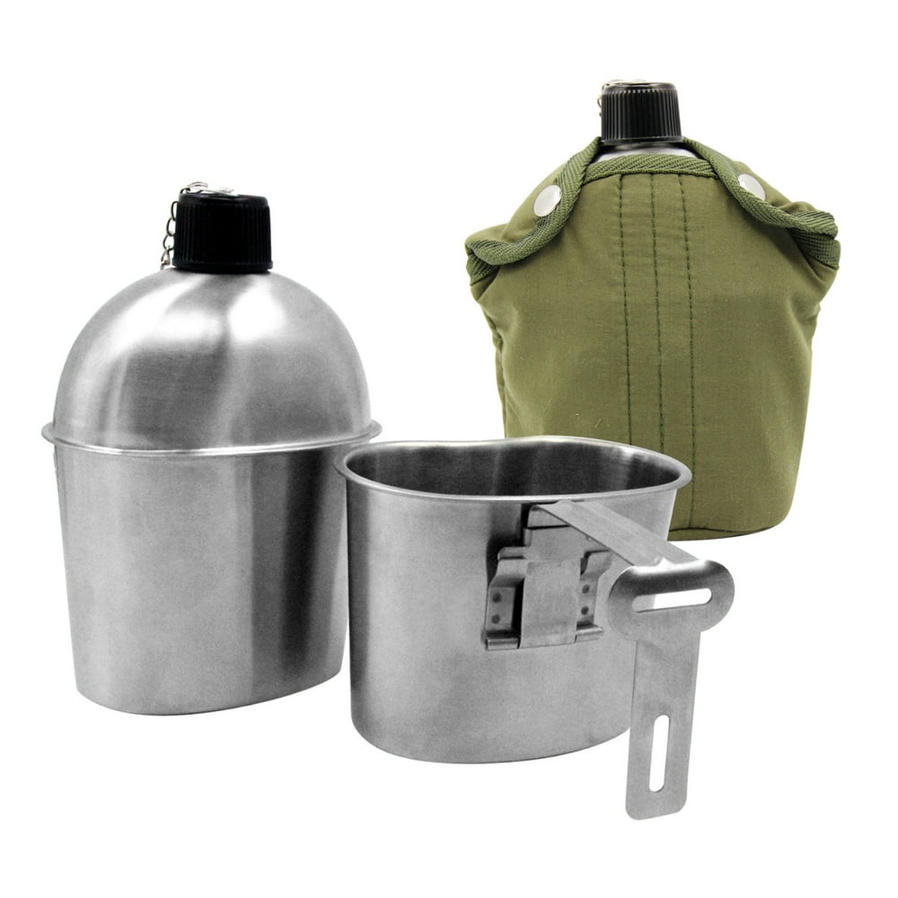 SOLOMONE CAVALLI Military Stainless Steel Canteen with Cup G.I.