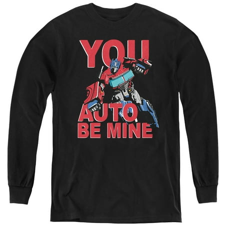 Transformers Valentine's Day You Auto Be Mine Youth Long Sleeve T Shirt, Black, Large