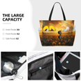 thumbnail image 3 of JUNZAN Sunflower Sunset Rainfall Pattern Women's Large Beach Bag,Waterproof Sandproof Zipper Beach Tote Bag for Pool Gym Grocery Travel with Wet Pocket, 3 of 7
