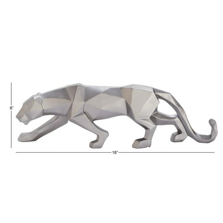CosmoLiving by Cosmopolitan Polystone Modern Leopard Sculpture, Silver