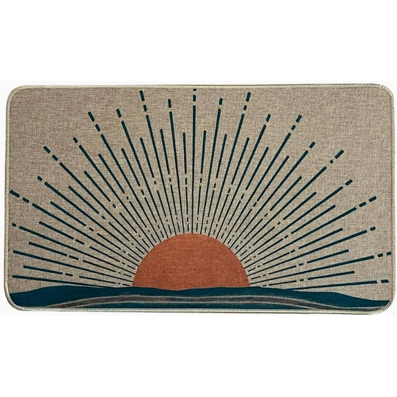 Boho Door Mat Indoor Entrance Welcome Outdoor Doormats Entry Area Rug - Non-Slip Rubber Mat Low Profile Dirt Trapper - Bohemia Sun, 17x30 inch
