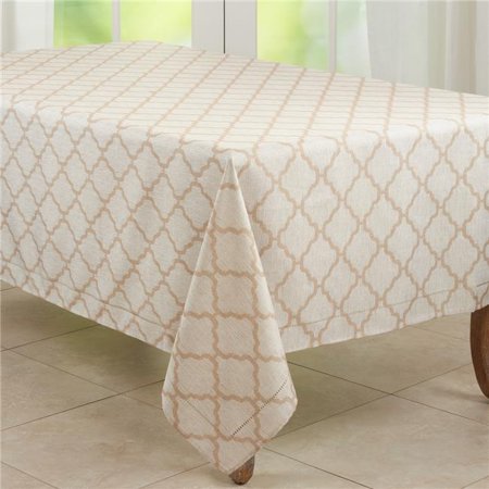 

Saro Lifestyle 6718.T6590B 65 x 90 in. Laser-Cut Hemstitch Tablecloth Taupe