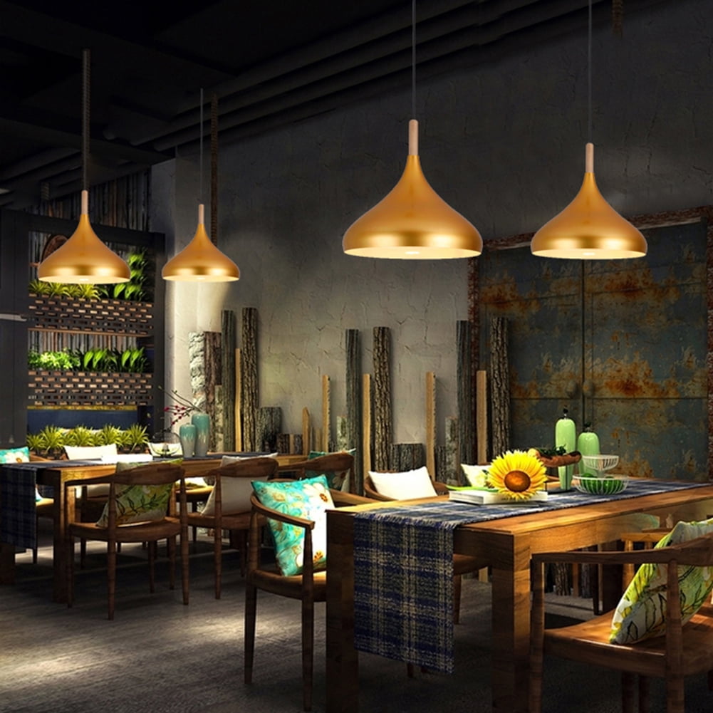 Colorful Wood Metal Pendant Light Fixture for Over Kitchen Island, Nordic Minimalism Pendant Lighting for Dining Table, Simple Retro Rustic Hanging Lamp Farmhouse Ceiling Chandelier