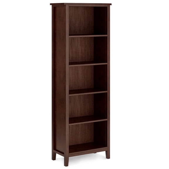 Simpli Home Artisan 72 inch x 26 inch Solid Wood Contemporary 5 Shelf Bookcase in Russet Brown