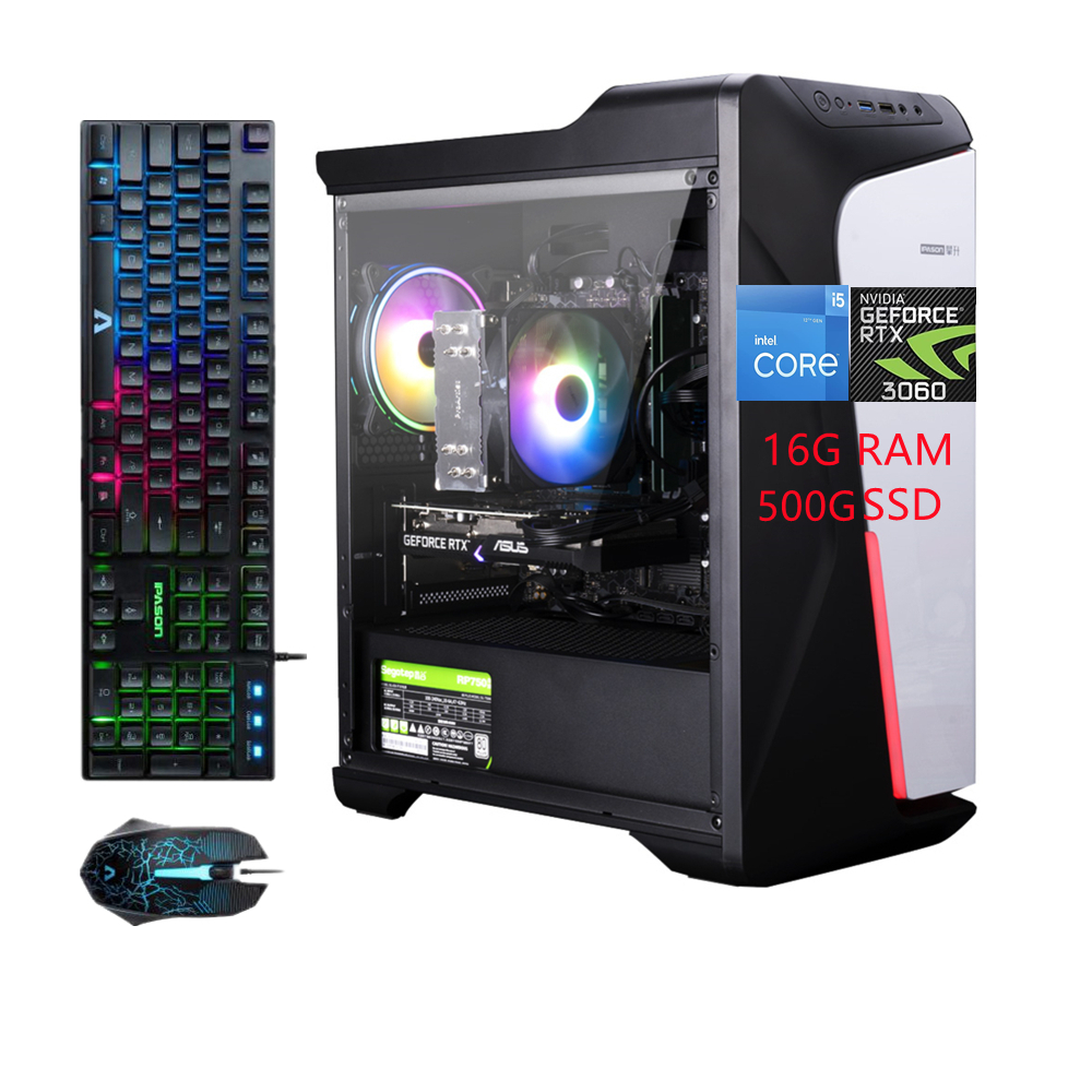 IPASON Gaming Desktop PC, Intel i5-13400F, GeForce RTX 4060, 16GB 4800, 1TB SSD, Wifi, Windows 11 Home