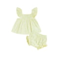 thumbnail image 1 of Baby Girl Daisy Outfit Smocked Fly Sleeve Babydoll Tops Ruffle Shorts, 1 of 7