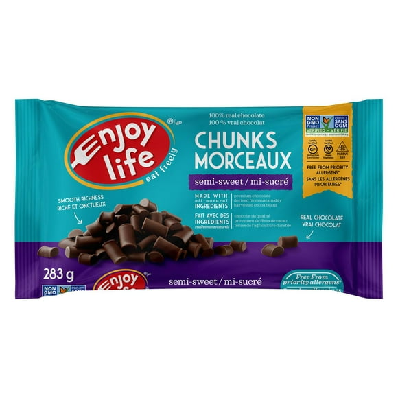 ENJOY LIFE Gluten Free Mega Chunks -Semi-Sweet Baking Chocolate, 283g