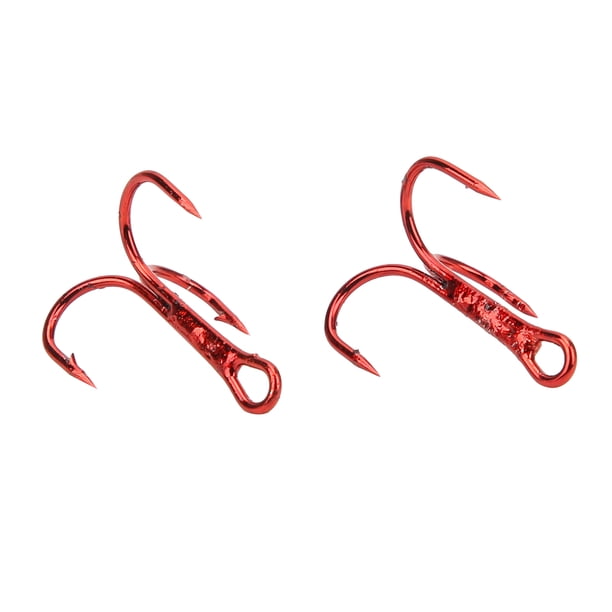 Anzuelos triples de pesca BuyWeek 100 piezas acero rico en carbono rojo