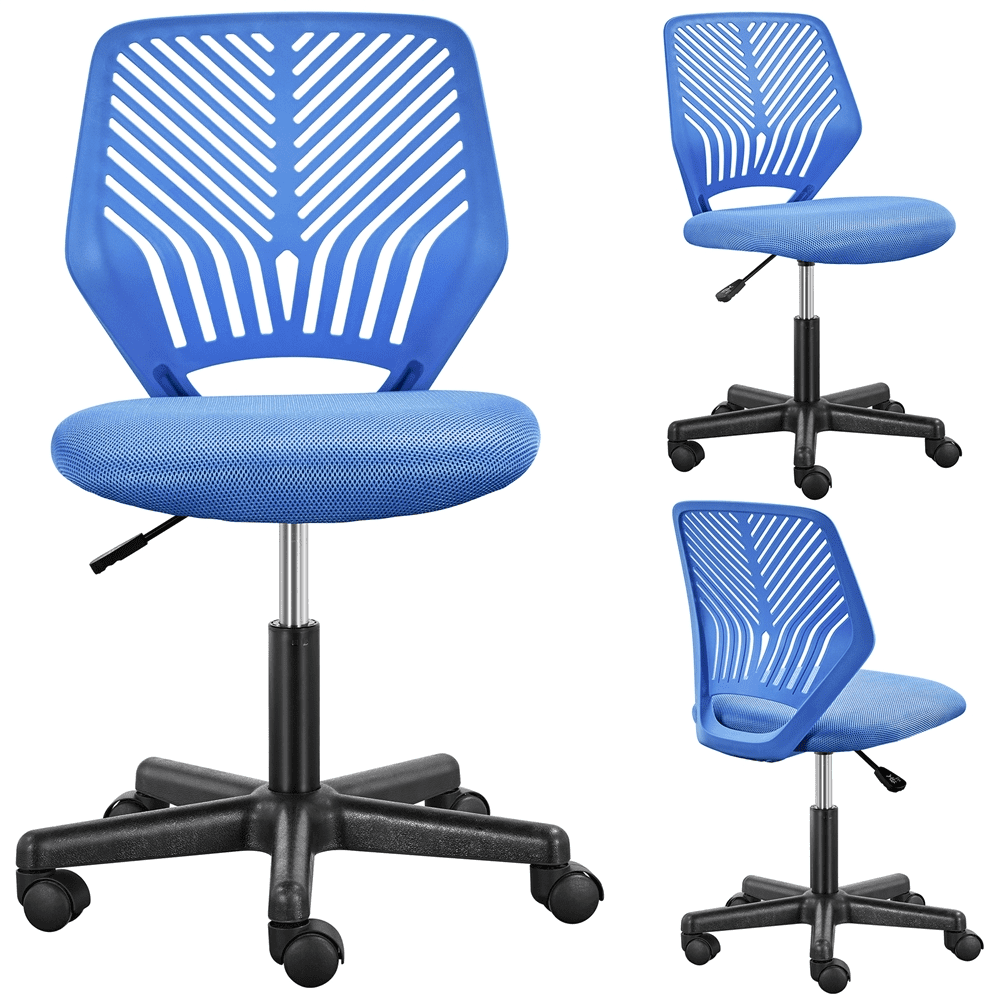 Yaheetech Adjustable Mesh Office Chair Mid Back Swivel Chair, Blue