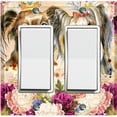 thumbnail image 1 of Metal Light Switch Plate Cover Cute Floral Papillion Couple Gold Crown DOG025, 1 of 15