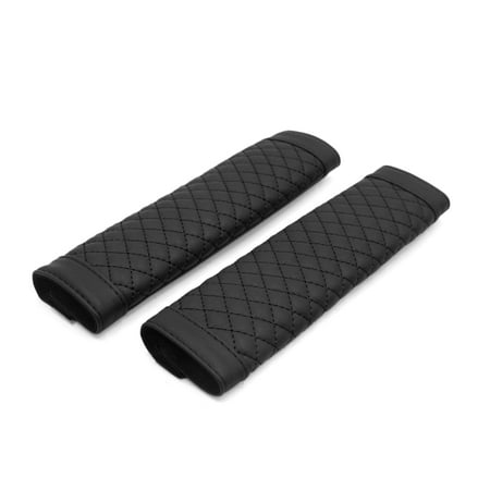 2PCS Black Faux Leather   Belt Cover Shoulder Pads Covers for Auto