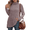 Brown, variant on Womens Tunic Tops Turtleneck Long Sleeve Shirts Oversized Fall Sweaters Side Split High Low Hemline