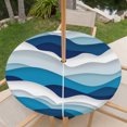 thumbnail image 6 of Round Outdoor Tablecloth with Umbrella Hole and Zipper, Blue Ombre Fitted Table Cover with Elastic Edge for 45-54 Inch, Modern Geometric Abstract Art Moire Waterproof Patio Tablecoths for Picnic, 6 of 9