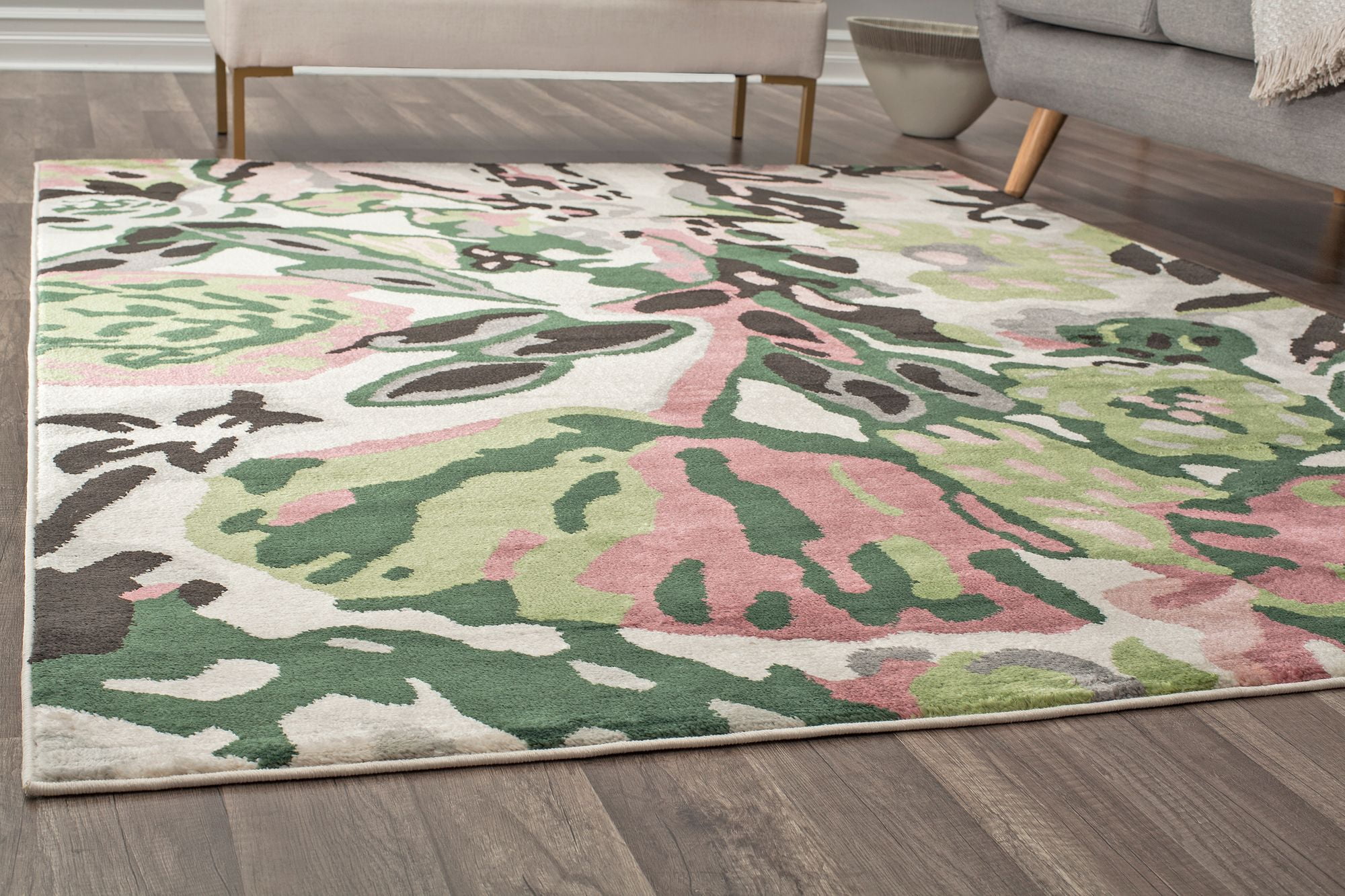 Rugs America Hanna VA15B May Flowers Floral Transitional White Area Rug, 8'x10'