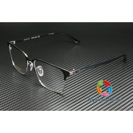 GUCCI GG0756OA 003 Rectangular Ruthenium Shiny Demo Lens 56 mm Men's Eyeglasses