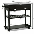 thumbnail image 2 of Costway Rolling Kitchen Island Trolley Cart Stainless Steel Flip Tabletop W/ Drawer Brown, 2 of 11