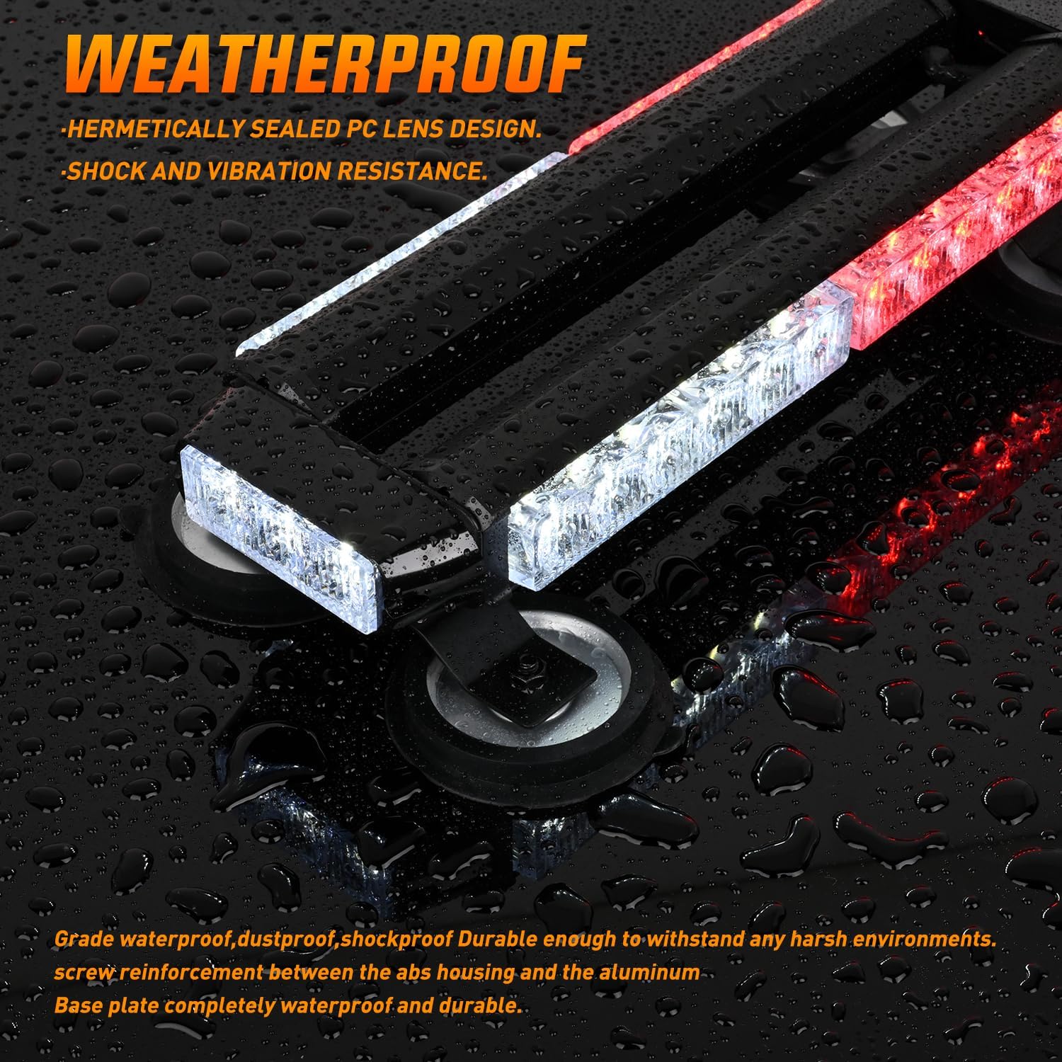 Nilight 14.5" 30LED Strobe Light Bar Double Side Rooftop Emergency Flashing Lights Red White Safety Warning Hazard Light Bars with Magnetic Base for Trucks Pickup