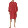 thumbnail image 1 of INSPIRE CHIC Chemise de Nuit pour Homme à Col Henley à Bande Pyjama Robe de Nuit 2TG Rouge, 1 of 5