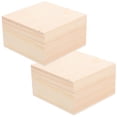 thumbnail image 1 of BESTYASH 2Pcs Mini Storage Box With Lid Square Khaki 8.00X8.00X4.50Cm Wood For Office Use And Families, 1 of 7