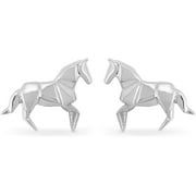 Boma Jewelry Sterling Silver Origami Horse Stud Earrings