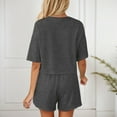 thumbnail image 4 of Women's Summer Pajama Set - 100% Cotton Solid Color Sleepwear, Loose Fit Short Sleeve & Shorts Lounge Set,for Size S, 4 of 6