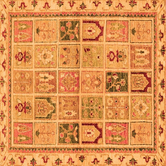 Ahgly Company Indoor Square Abstract Orange Modern Area Rugs, 6' Square