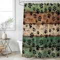thumbnail image 6 of Polyester Fabric Dark Sage Green Brown Shower Curtain, Farmhouse Dog Paw Vintage Waterproof Bathtub Curtain Bathroom Decor Set with Hooks 72 x 96 Inches, 6 of 6