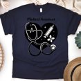 thumbnail image 1 of Medical Assistant Graphic T-Shirt with Heart and Stethoscope Design, Navy, Size S, 1 of 6