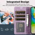 thumbnail image 4 of Wallet Case for Samsung Galaxy A36 5G, PU Leather Flip Protective Wrist Strap Card Slots Holder Pocket Embossed Stand Full Body Protection Rugged Cover for Samsung Galaxy A36 5G, Purple, 4 of 6