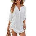 thumbnail image 3 of Womens Bathing Suit Cover Ups Bikini Swimsuit Coverup Drawstring Beach Dress Shirt, 3 of 7